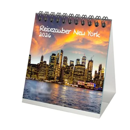 Reisezauber New York Tischkalender 10cm x 10cm für 2026 Amerika USA Stadt Reise Land Urlaub - Seelenzauber