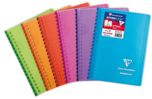 Clairefontaine Koverbook Notizbücher 11x17 cm, 50 Blatt - Praktische Notizbücher mit Doppelspirale, ideal für Schule und Büro, in verschiedenen Farben erhältlich.