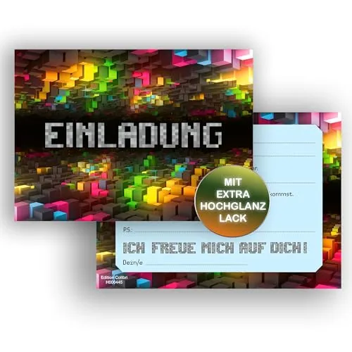 Edition Colibri 10 Einladungskarten Kindergeburtstag Gaming, Gamer Party, Geburtstagseinladung Videospiele, Einladung zum Spieleabend, Gamer, Junge