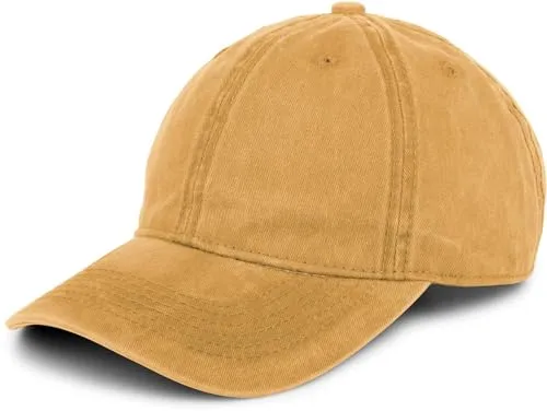 styleBREAKER Unisex Baseball Cap Vintage Look verstellbar 6-Panel Cappy in Washed Optik mit gebogenem Schirm Baumwolle Retro Cap Damen und Herren, Farbe:Senf