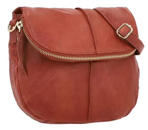 Gusti Umhängetasche Leder - Iselin Braun - Damen-Schultertaschen mit schickem Vintage Design, ideal als Abendtasche oder für den Alltag. Aus pflanzlich gegerbtem Leder, bietet Platz für Handy, Portmonee und mehr.