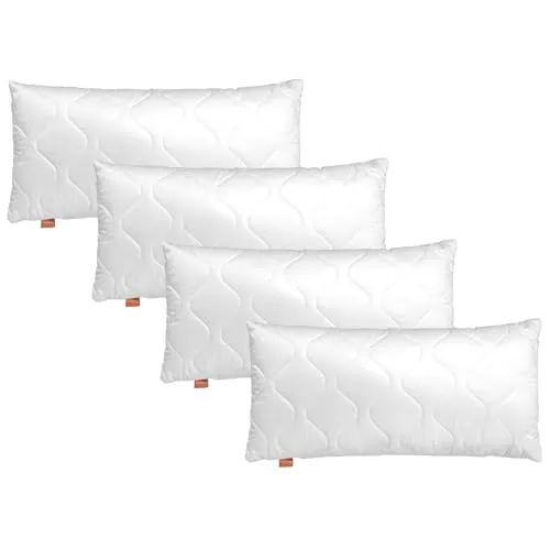 sleepling 4er Set Kopfkissen 40x80 cm, Allergiker Kissen, waschbar, Made in EU, Ökotex, langes Schlafkissen 40 x 80, Bettkissen, Pillow, 4 Stück, Basic 100