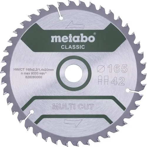 Metabo MULTI CUT CLASSIC 628280000 Kreissägeblatt 165 x 20 x 1.4 mm Zähneanzahl: 42 1 St.