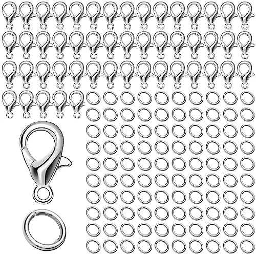 Stück Schmuckverschlüsse, Verschlüsse und Verschlüsse für Schmuck, Armbandverschluss, Armbandverschluss, Verriegelung Halskettenverschluss für Ketten, mit 200 Stück offenen Sprungringen, für 50