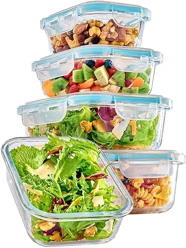 Praknu Glasbehälter mit Deckel - 4er Set Frischhaltedosen - Vorratsdosen-Sets mit luftdichten Deckeln, stapelbar und ideal für Meal Prep - spülmaschinenfest und gefriergeeignet für frische Lebensmittel.