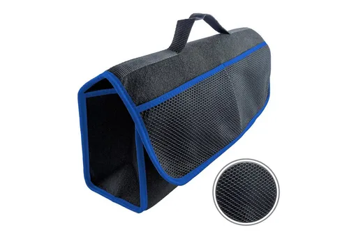 L & P Car Design Organizer Kofferraumtasche Auto schwarz mit blauem Saum
