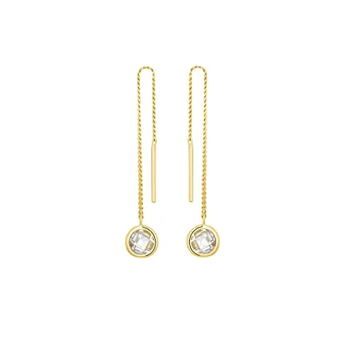 Amor Ohrhänger Damen Ohrschmuck mit Zirkonia - Ohrringe für Damen aus 375 Gold, verziert mit funkelnden Zirkonia-Steinen und elegantem Hakenverschluss, perfekt als Geschenk in Schmuck Geschenk Box.