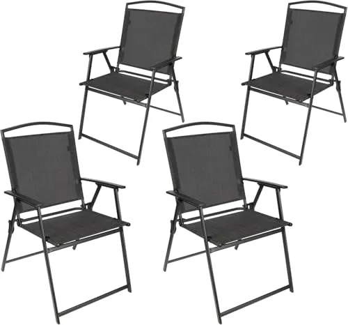 BRUBAKER 4er Set Gartenstuhl Bergamo - Hochlehner Campingstuhl wetterfest und platzsparend - Balkonstuhl klappbar - Klappstuhl für Camping Garten Terrasse und Balkon - Dunkelgrau