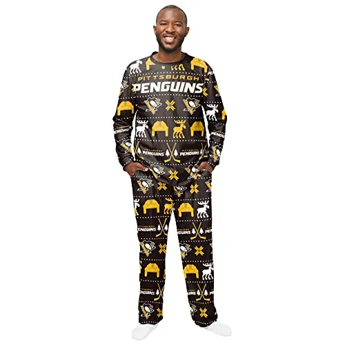 FOCO NHL Winter Xmas Pyjama Schlafanzug Pittsburgh Penguins - XXL - Bequemer Schlafanzug für NHL-Fans, ideal für festliche Anlässe. Hoher Tragekomfort und auffälliges Design für gemütliche Winterabende.