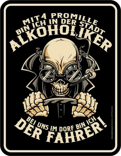 Fahrer - Promille - Blechschild Schild Spruch 17x22 cm