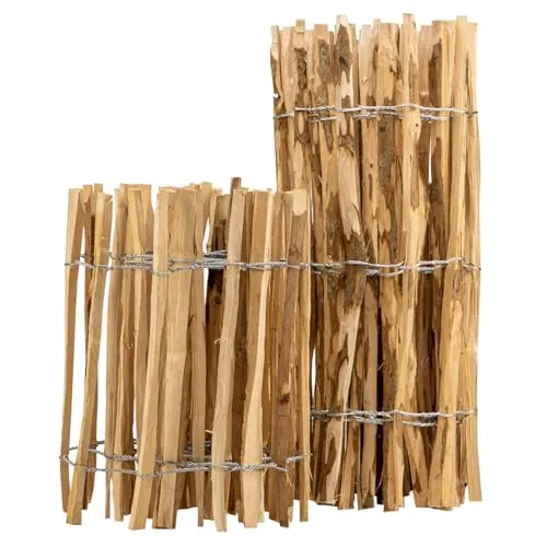 BooGardi Staketenzaun 120cm hoch - 5m lang - Dekorative Zäune aus Kastanienholz, lichtdurchlässig für optimales Pflanzenwachstum, ideal für Gärten und Tiergehege.