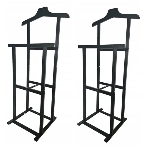 2er Set Kleiderbutler Schwarz - Eleganter Holz Kleiderständer - Kleiderständer aus Holz, freistehend und ideal für die stilvolle Aufbewahrung von Kleidung. Perfekt für Erwachsene mit einer Höhe von 102 cm.