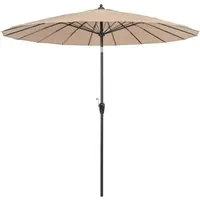 COSTWAY Sonnenschirm 265cm mit Kurbel und Neigefunktion - Dieser Gartenschirm bietet mit seinem stabilen Gerüst aus 18 Glasfaserrippen optimalen Windschutz. Einfach zu bedienen mit Kurbel und Neigemechanismus, perfekt für Garten, Terrasse oder Strand.