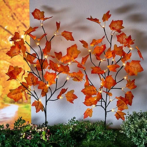 LED Garten Stecker Herbstlaub warm weiß in orange von Spetebo