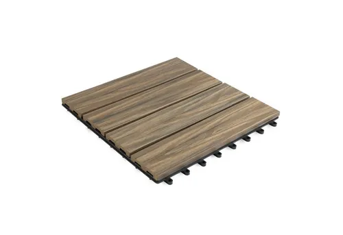Floordirekt Klickfliese Mix Teak, 30 x 30 cm, Terrassenfliese mit Drainagefunktion, WPC-Fliese, 1 St.