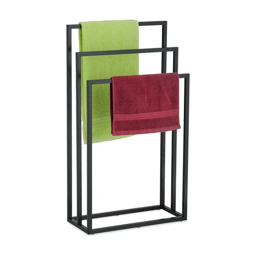 Handtuchständer Towel Rack - Freistehender Handtuchhalter in Schwarz - Handtuchhalter für das Badezimmer, aus robustem Stahl, freistehend und ideal für eine elegante Raumgestaltung.