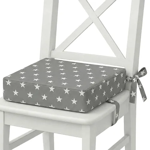 Kindersitzerhöhung 32x32x8 cm für Esstisch – Rutschfeste Sitzerhöhung mit verstellbaren Gurten und waschbarem Bezug