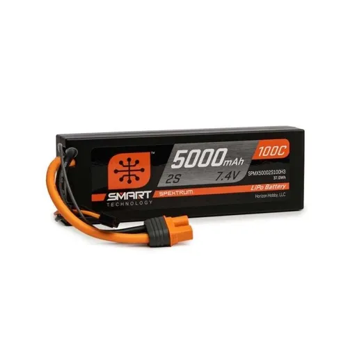Spektrum LiPo Akku 7.4V 5000mAh 2S 100C Smart Hardcase EC3 - Hochleistungs 7,4V 5000mAh LiPo-Akku mit 100C Entladeströmung, ideal für RC-Modelle und Drohnen. Robustes Hardcase-Design schützt vor Schäden.
