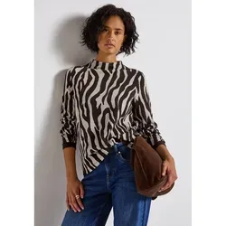 Street One Damen 3227984 Shirt mit Zebra Print - Stylisches Turtleneck Langarmshirt im trendigen Zebra Print, ideal für modebewusste Damen, perfekt für jeden Anlass.