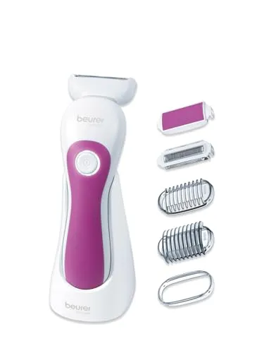 Beurer HL 36 Rasierer - elektrischer Nass- und Trockenrasierer mit 4 Aufsätzen, beweglicher Scherkopf und LED Licht für eine präzise und hautschonende Rasur