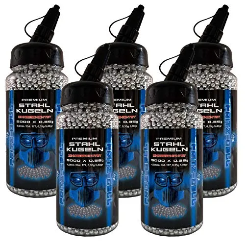 Fritz-Cell Stahl zinkbeschichtete BBS 4,5 mm Stahlkugeln Stahlrundkugeln für Luftpistole BB´s 5 x 5000