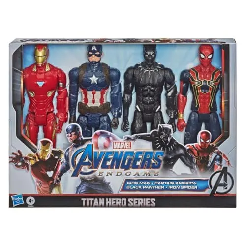 Iron Man, The Avengers Marvel Endgame Titan Hero Series 4er Pack - Actionfiguren für Kinder, enthält 4 beliebte Avengers Figuren inklusive Iron Man, ideal für kreative Rollenspiele und Sammlerstücke.