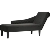 vidaXL Chaiselongue mit Kissen und Rechter Armlehne - Schwarz - Gartenmöbel für stilvolles Entspannen: Diese elegante Chaiselongue mit weichem Stoff und Lendenkissen bietet optimalen Komfort und wertet jeden Raum auf.