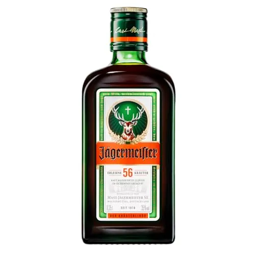 Jägermeister – 1 x 0,35l Premium Kräuterlikör 35% Vol. – 56 erlesene Kräuter – Kalt mazeriertes Elixier – Im Eichenfass gelagert – Das Original aus Wolfenbüttel
