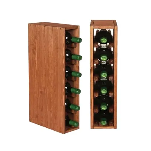 PROREGAL VINCELLAR MOD - Modulares Weinregal für 6 Flaschen - Schmaler Weinhalter aus massivem Kiefernholz, ideal für individuellen Ausbau und einfache Montage, perfekt für Zuhause oder gewerbliche Nutzung.