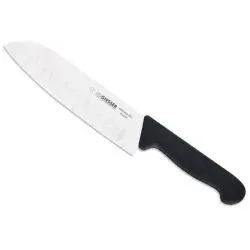 Giesser Santoku Kochmesser mit Kullenschliff 8269 wwlk - 18 cm - Küchenmesser mit ergonomischem Griff, ideal für präzises Schneiden von Obst und Gemüse. Klinge aus rostbeständigem Chrom-Molybdän-Stahl für langanhaltende Schärfe.