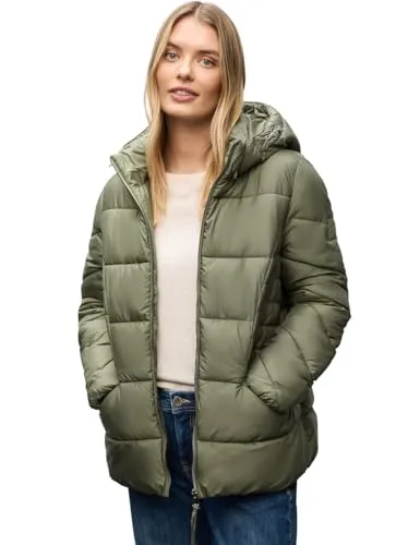 Steppjacke STREET ONE für Damen, Größe 46, Lichen Grün - Funktionsjacke mit praktischer Kapuze und seitlichen Zipper-Taschen, ideal für kühle Tage. Leichte Fütterung sorgt für besten Tragekomfort und einen sportiven Look.