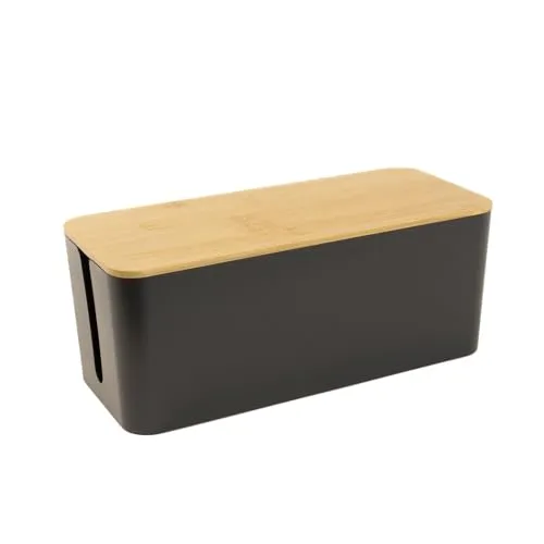 Intirilife Kabelbox mit Bambusdeckel - Stilvolles Kabelmanagement - Kabelschläuche mit modernem Bambusdeckel, ideal zum Verstecken von Kabeln und Steckdosenleisten. Großzügige Maße für eine aufgeräumte Umgebung und zusätzliche Ablagefläche.