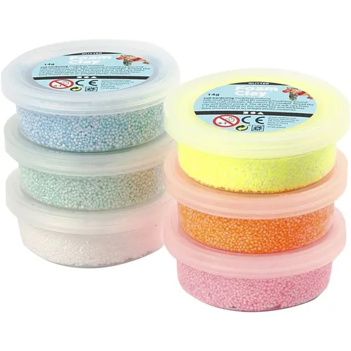 Foam Clay Glitter 6pack - Selbsthärtende Modelliermasse mit Flamingo-Kugeln, ideal zum Umkleiden von Objekten und in praktischen luftdichten Dosen verpackt