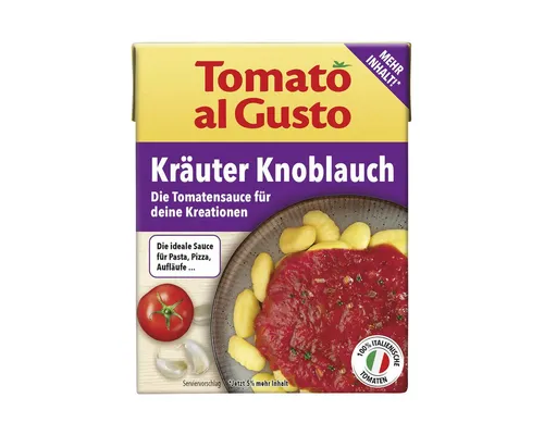Produktbild Hengstenberg Saucen, Hengstenberg Tomato al Gusto Tomatensauce mit Kräuter Knoblauch 390g