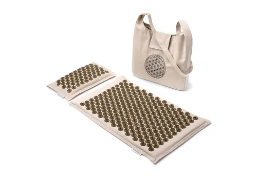 naturling Akupressurmatte Akupunktur Matte (Set mit Matte, Kissen und Tasche), aus Leinenstoff und Kokosfasern & Walnussschalen