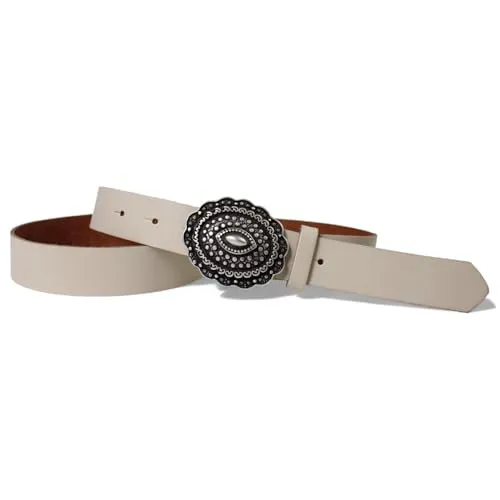 FRONHOFER Damen Ledergürtel Rindleder 3 cm breit Country Schnalle silber 6 x 3 cm Wechselgürtel mit Druckknöpfen Größen 85-125 passend zu Boots Trachten Cowboystil Made in Germany