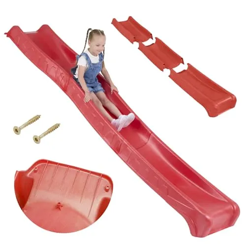 Gartenrutsche für Kinder, 3 m klappbar und robust, Rot