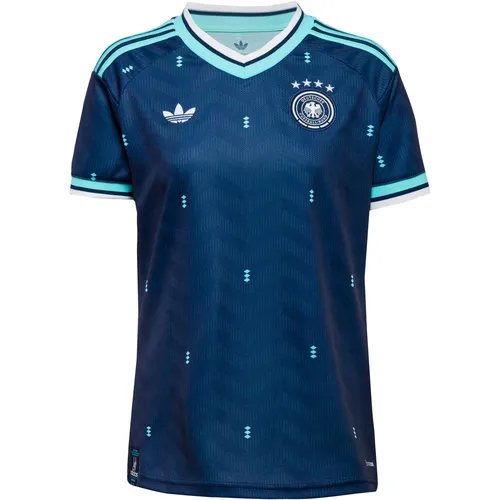 ADIDAS Damen Trikot Deutschland 26 Auswärts - Stylisches Auswärtstrikot mit Doppelstrickkonstruktion für hohen Tragekomfort. Climacool-Technologie sorgt für ein trockenes Gefühl bei jedem Spiel. Ideal für Fans und aktive Spielerinnen.