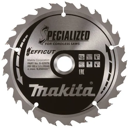 Makita Kreissägeblatt E-12946 - EFFICUT, 270 x 30mm, 24 Zähne, erhöht Schnittgeschwindigkeit um bis zu 250% für saubere Holzschnitte