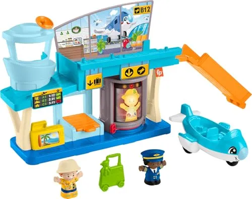 FISHER-PRICE Little People Alltagsabenteuer auf dem Flughafen - Spielset mit Flugzeug und Figuren - Spielfigur Spielsets für Kinder von 1-5 Jahren, fördert Feinmotorik und kreatives Spiel mit realistischen Flughafen-Elementen.