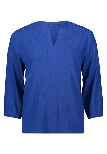 Schlupfbluse BETTY BARCLAY - Damen Schlupfbluse mit Struktur, V-Ausschnitt, blau - Damen Bluse in Adria, figurumspielend und aus weichem Material für ein bequemes Tragegefühl. Ideal für entspannte Freizeit-Looks und vielseitig kombinierbar.