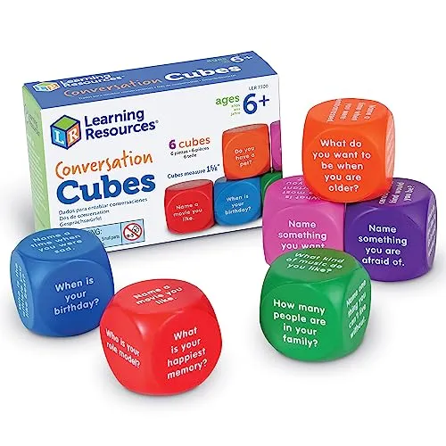 Learning Resources Gespräche-Bilderwürfel, ab 6 Jahren, Story Cubes Kinder für Wortschatz & Sozialkompetenz, Erzählwürfel Spiel mit 6 Würfeln für Schule, DaZ & Therapie