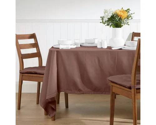 Homescapes Tischdecke Tischdecke braun – 137 x 137 cm, 100% Baumwolle (1-tlg)