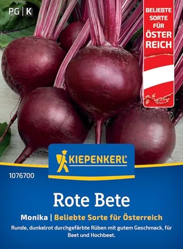 Rote Betesamen Monika 1076700 - Gemüsesamen für runde, dunkelrot durchgefärbte Rüben für Beet und Hochbeet mit einem Inhalt für 6 bis 8 lfd. Meter - Saatgut