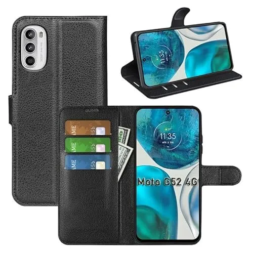 betterfon Handyhülle Kompatibel mit Motorola Moto G52 / G82 | Premium Qualität TPU Klapphülle für Moto G52 / G82 mit Kartenfächern | Magnetverschluss Handyhülle | Schwarz