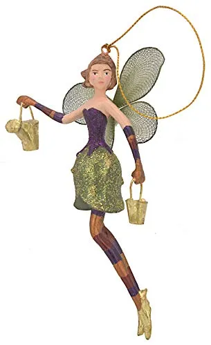 Blumenelfe Elfe Weihnachten Ostern Baumschmuck Figur Deko Anhänger Christbaumschmuck 15 cm (mit Gießkanne grün-lila-rot)