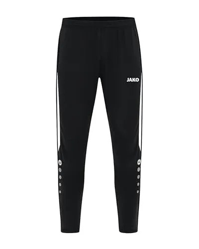 JAKO Trainingshose Power - Lang Schwarz/Weiß für Herren - Hosen mit Keep Dry Funktion für optimale Feuchtigkeitsregulierung. Elastischer Bund mit Kordelzug und praktische Seitentaschen mit Reißverschluss für sicheren Stauraum.