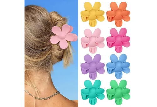 LuxusKollektion Haarklammer Haarklammer Blume Groß 8 Stück Blumen Haarspange Kunststoff Damen
