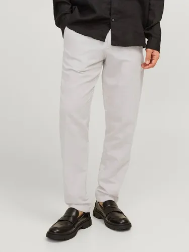Jack & Jones JPSTACE SUMMER CHINO PANT SN - Beige Chinohose - Wanderhose aus 74% Baumwolle und 26% Leinen, pflegeleicht und modisch mit slim fit Schnitt. Ideal für warme Tage dank leichtem Material und knöchellanger Länge.