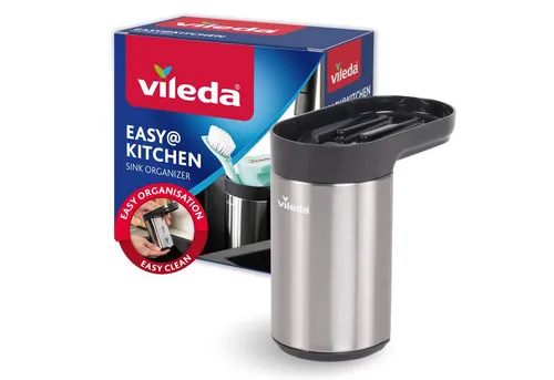 Vileda Küchenorganizer-Set Schwammhalter Spülbecken Edelstahl, (Set, Set), mit Saugnapf, Robust